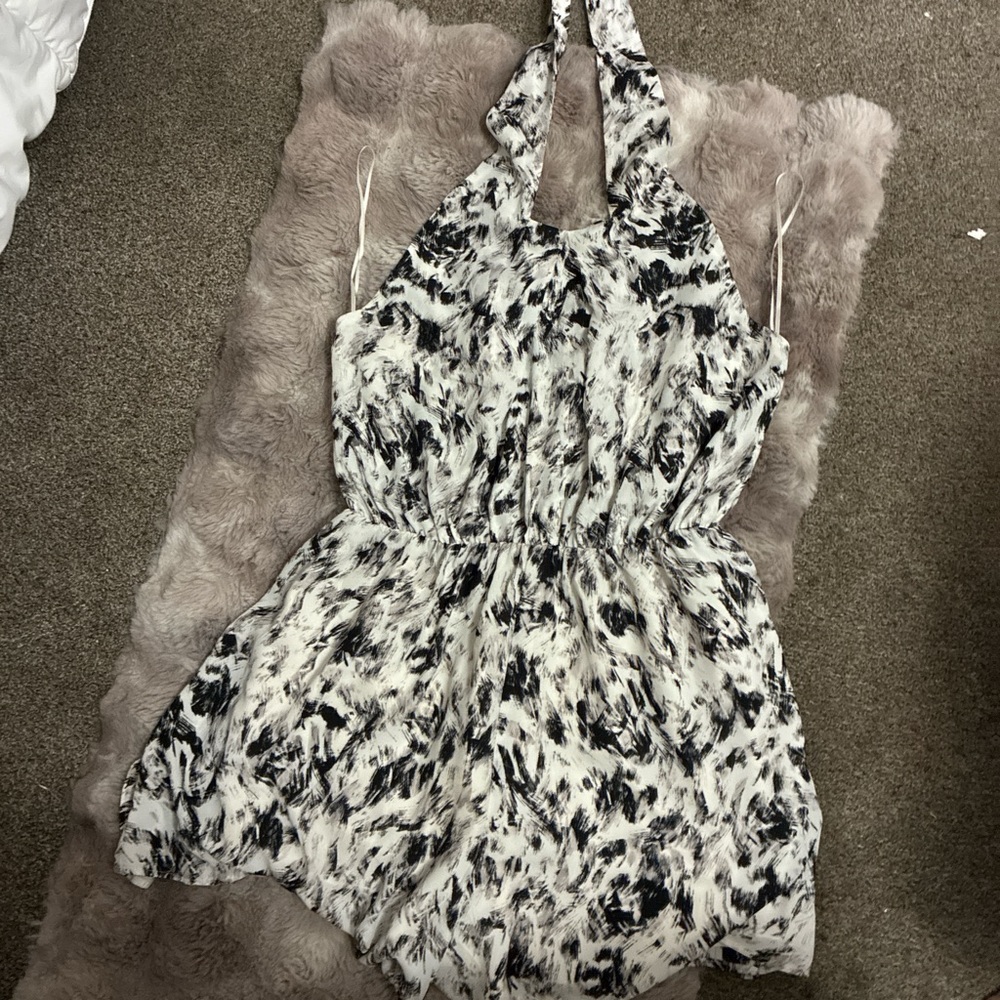Express Black and White Halter Jumpsuit